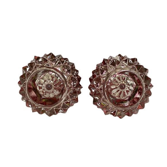 VTG Indiana Glass Co Rubby Red Kings Crown Diamond Point Salt Pepper Shakers - Picture 3 of 6